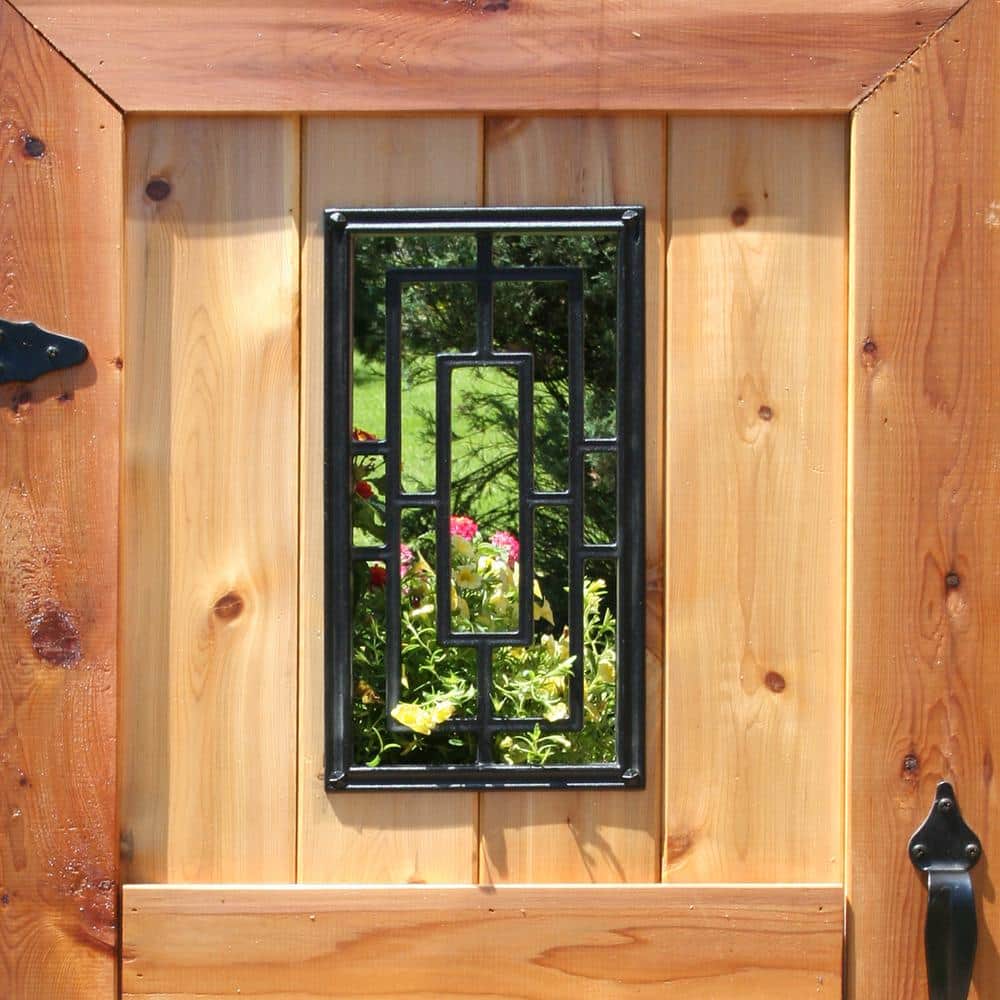 17-1/4 in. x 8-5/8 in. Black Cast Aluminum Rectangular Insert for Wooden Gate or Fence - Hercitys