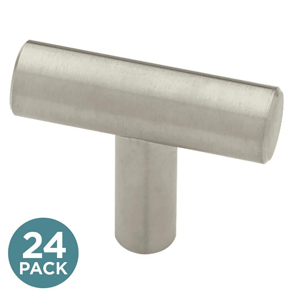 (24-Pack) Steel Bar 1-5/8 in. (41 mm) Modern Stainless Steel T-Shaped Bar Cabinet Knobs - Hercitys