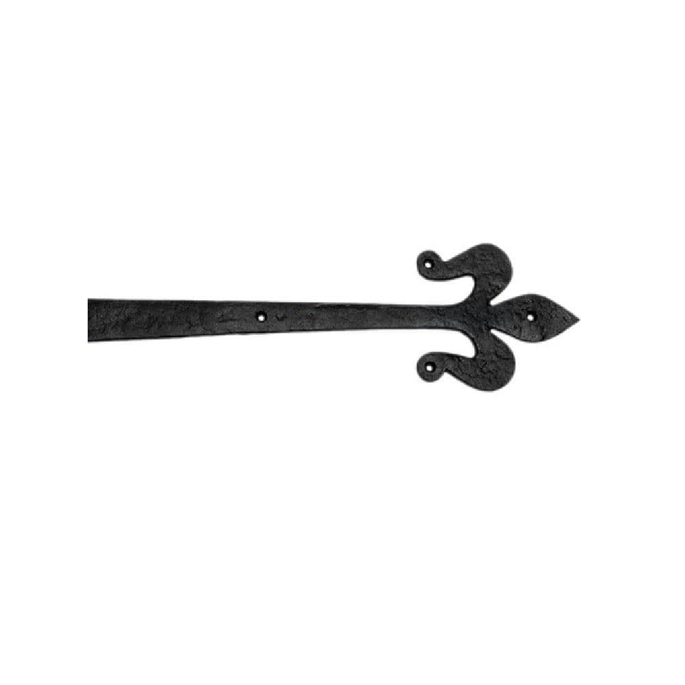10 in. Black Decorative Fleur-De-Lis Strap Hinge (2-Pack) - Hercitys