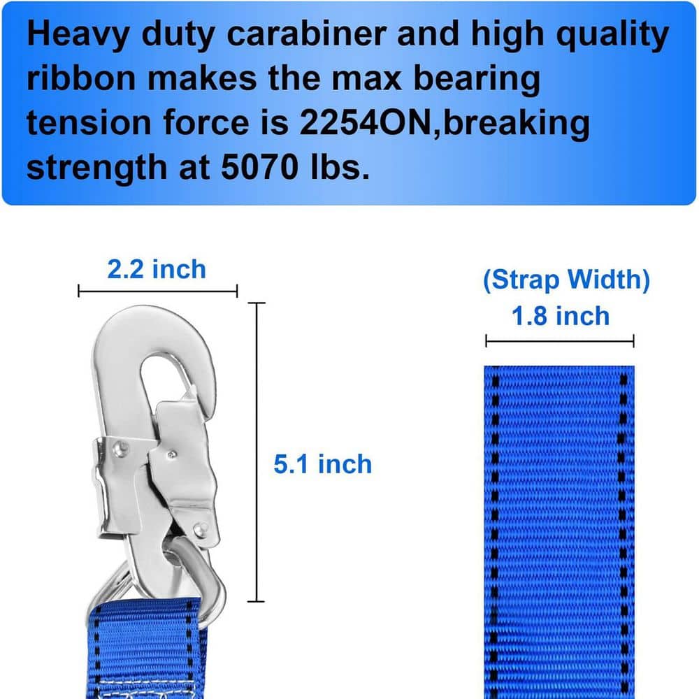 3 ft. Adjustable Hunting Safety Harness Climbing Belt with Safety Lanyard for Fall Protection Self Retracting Lifeline - Hercitys