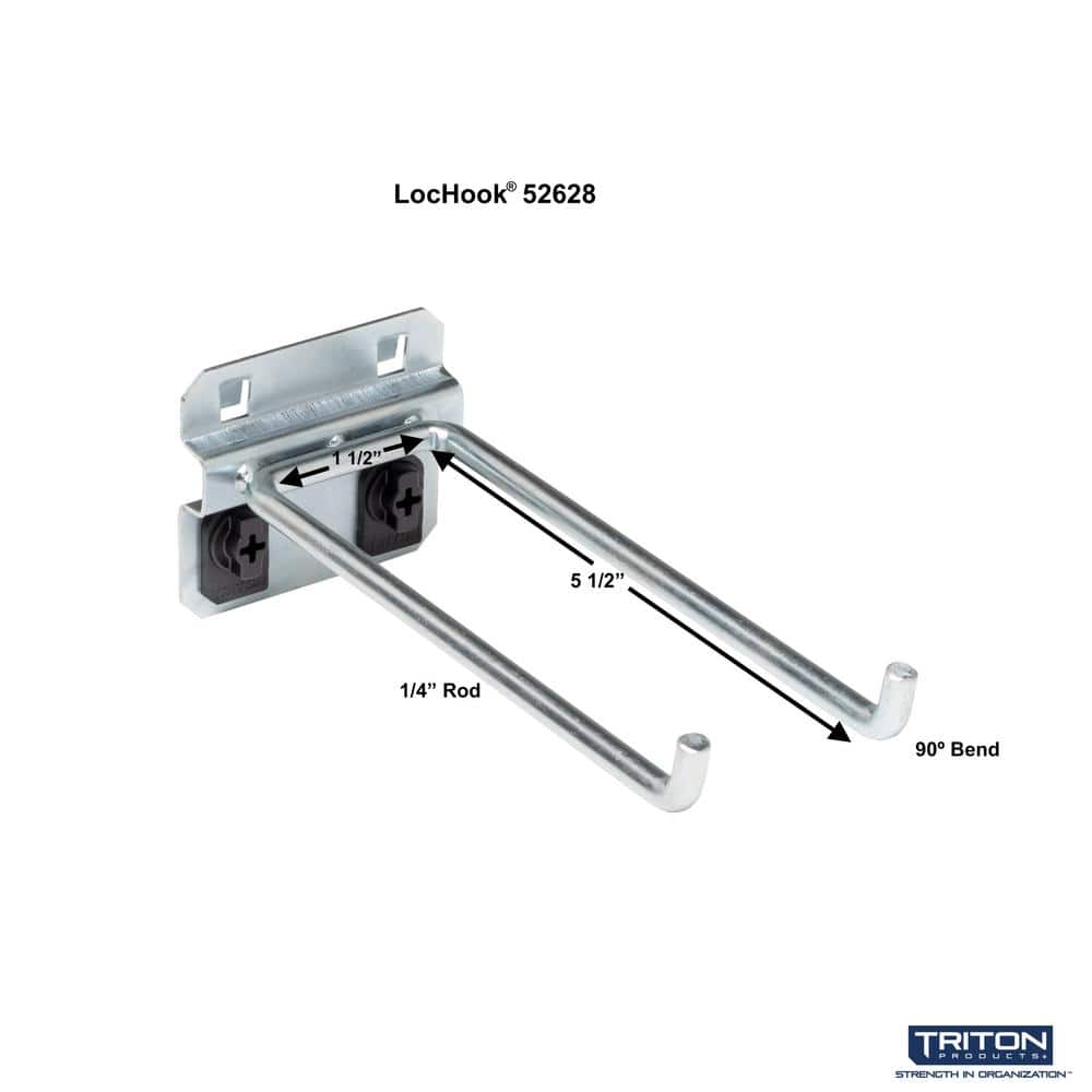 5-3/4 in. Double Rod 80 Degree Bend 1/4 in. Dia Zinc Plated Steel Pegboard Hook for LocBoard (5-Pack) - Hercitys