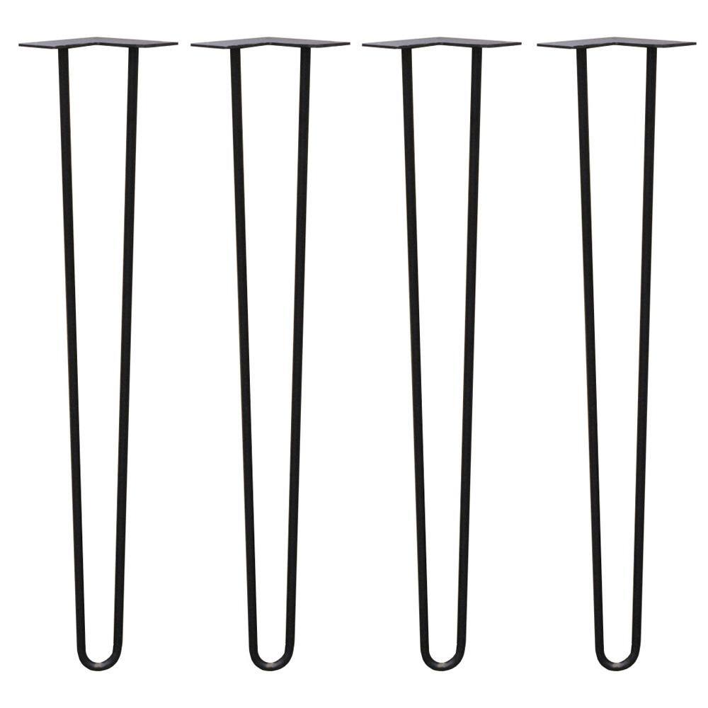 28 in. Black Steel 2-Rod Hairpin Leg (4-Pack) - Hercitys