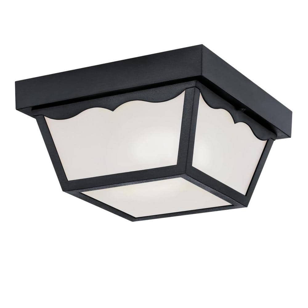 2-Light Black Polypropylene Outdoor Flush Mount - Hercitys