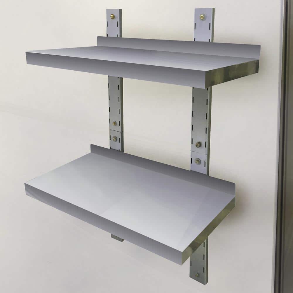 24 in. 2-Shelf Stainless Steel Wall Mounted Garage Wall Shelf - Hercitys