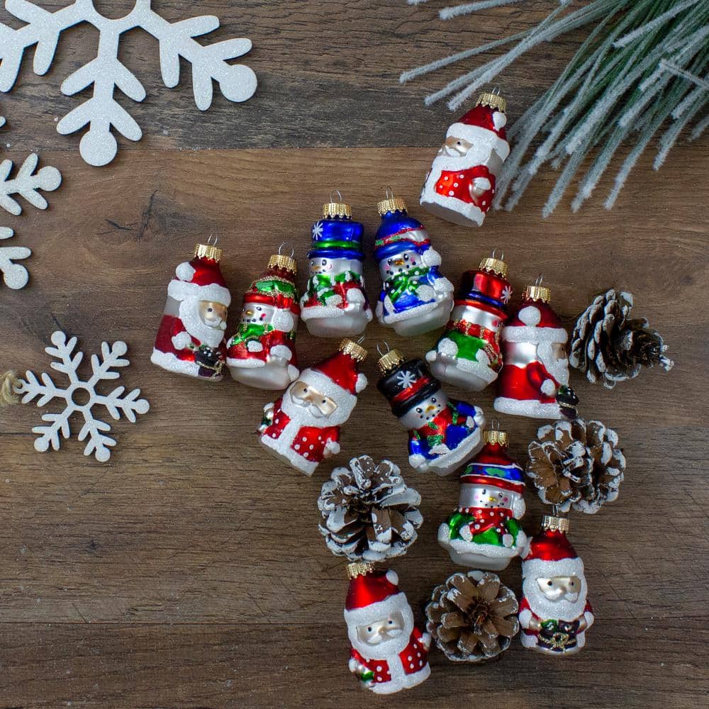 2 in. 12ct Assorted Winter Snowmen and Santa Claus Christmas Figurine Ornament Set - Hercitys