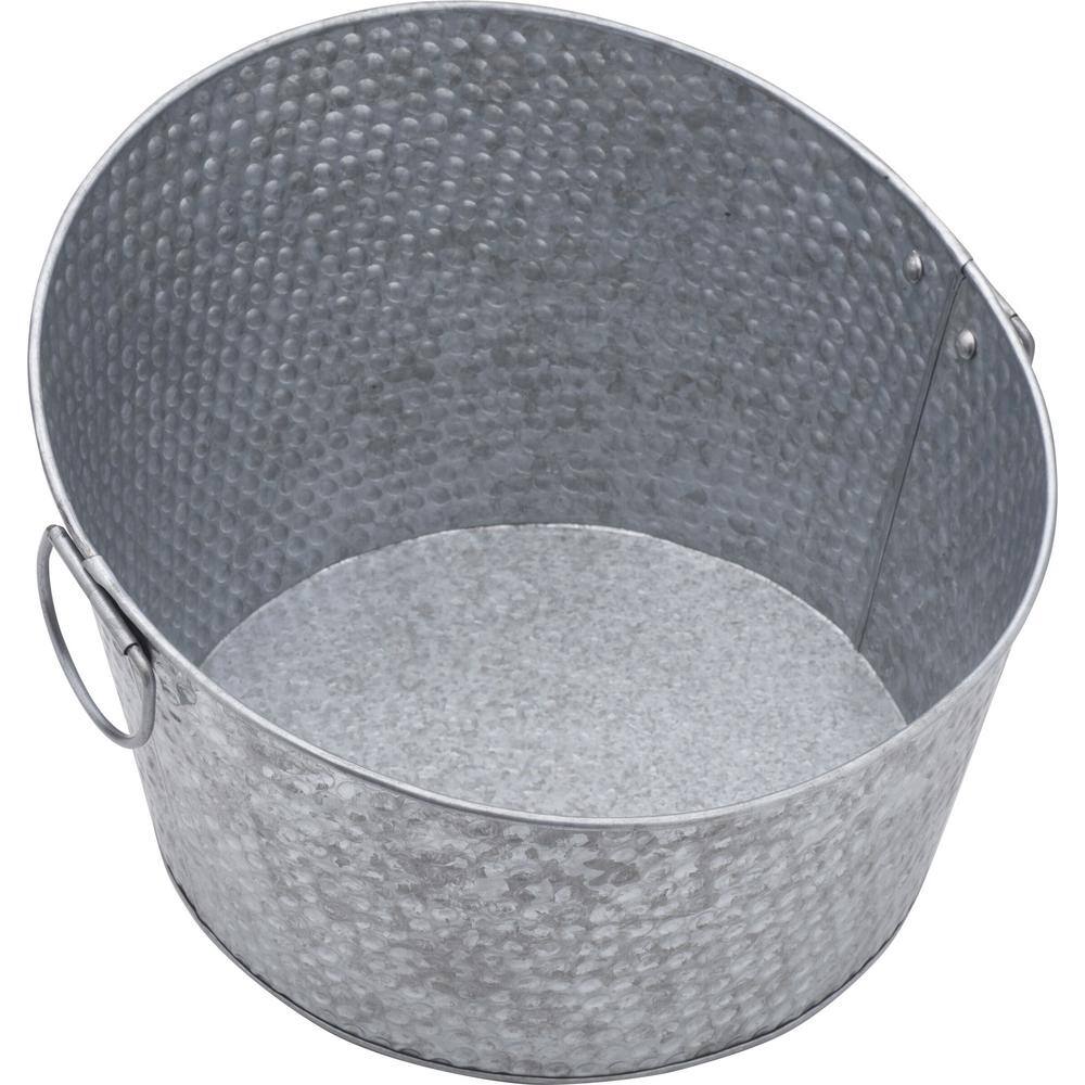 15 in. Galvinized Hammered Tapered Beverage Tub, Gray - Hercitys