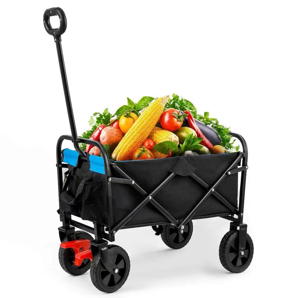 1.8 cu. ft. Collapsible Folding Mini Durable Metal Garden Carts, Utility Grocery Wagon for Camping Outdoor - Hercitys