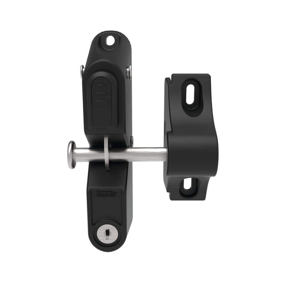 3.312 in. x 5.187 in. Black Nylon with Stainless Steel 1-Sided Key Locking Gravity Latch - Hercitys