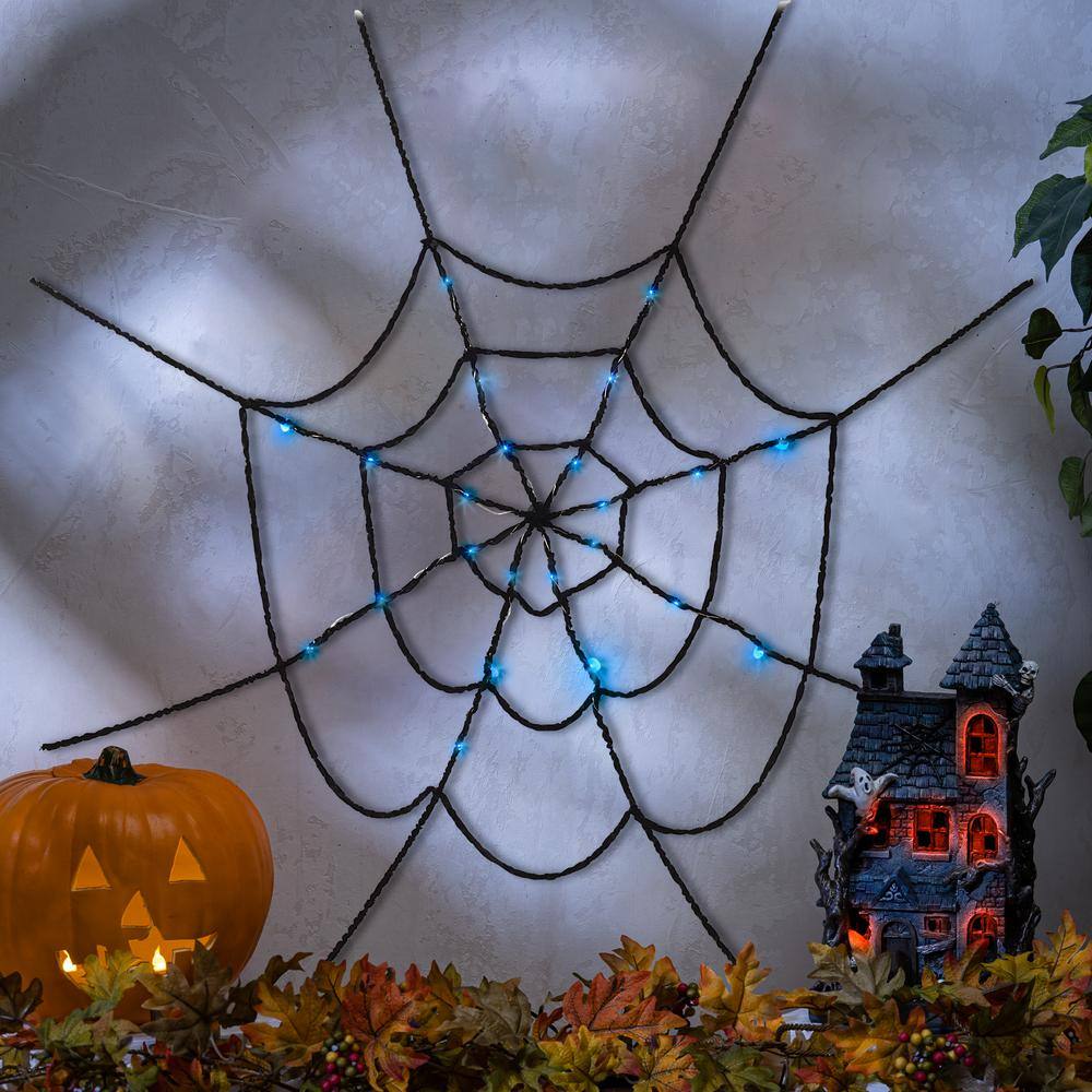 (Set of 2) Lighted Spooky Halloween Spider Web, Battery Operated - Hercitys