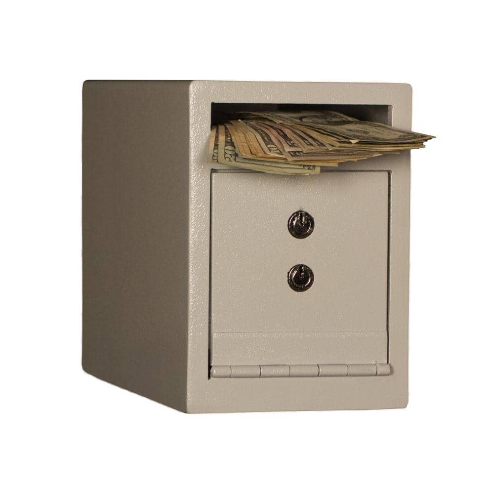 0.23 cu. ft. Steel Deposit Safe with Key Lock, White - Hercitys