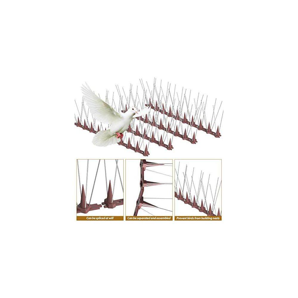 16-Pack Stainless Steel Bird Spikes for Outdoor Use, Bird Deterrent Spikes for Pigeons and Other Birds - Hercitys