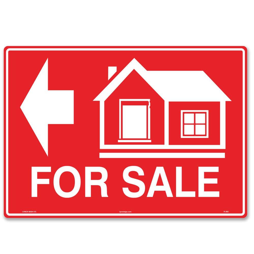 14 in. x 10 in. House For Sale Sign (Left Arrow) Printed on More Durable Longer-Lasting Thicker Styrene Plastic. - Hercitys