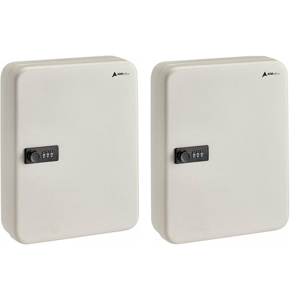 30-Key Steel Secure Safe Lock Box Key Cabinet with Combination Lock, White (2-Pack) - Hercitys