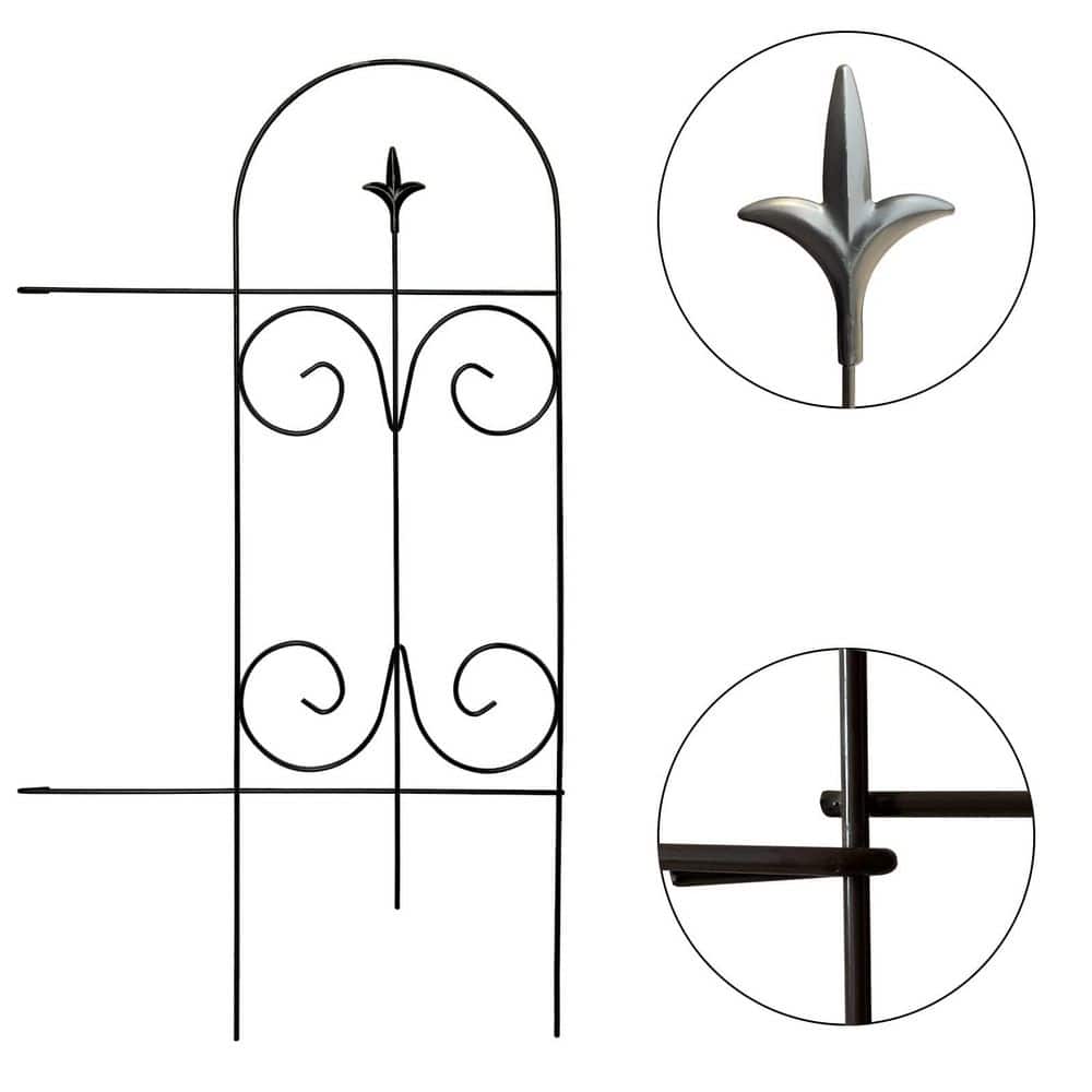 32 in. Metal Garden Fence, No Dig Fence Rustproof Wrought Iron Landscape Fencing for Flower Bed and Yard (14-Pack) - Hercitys