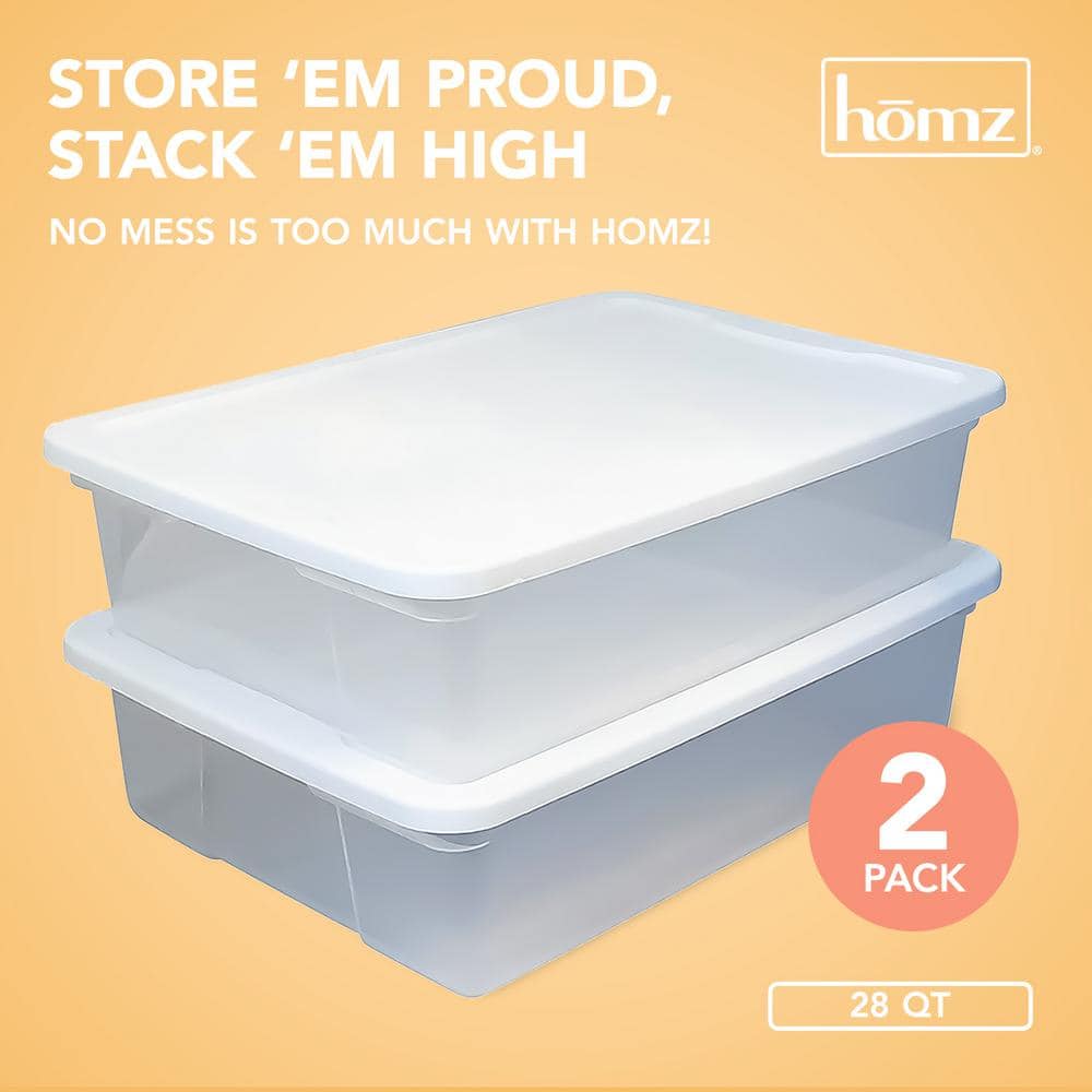 28 Qt. Snaplock Clear Plastic Storage Container Bin with Secure Lid (2-Pack) - Hercitys