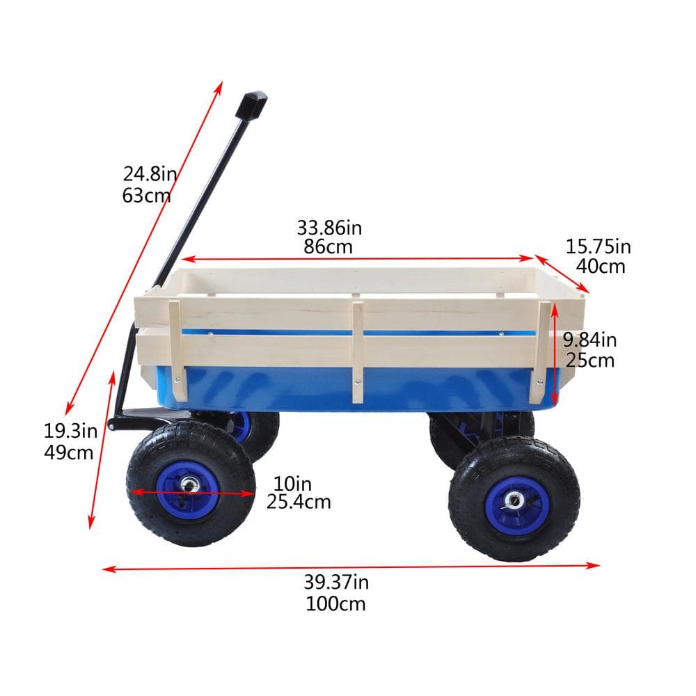 2.8 cu.ft. Steel Wagon Children Kid Garden Cart in Blue - Hercitys
