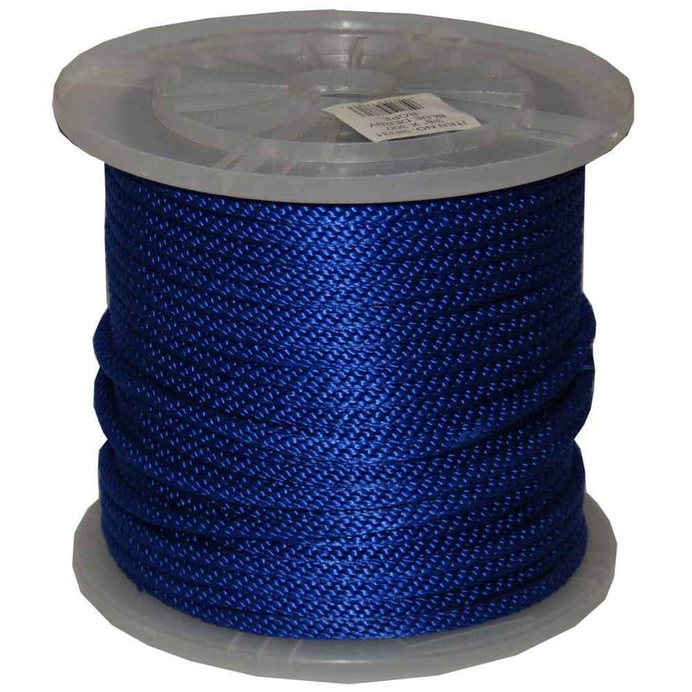 3/8 in. x 300 ft. Solid Braid Multi-Filament Polypropylene Derby Rope in Blue - Hercitys