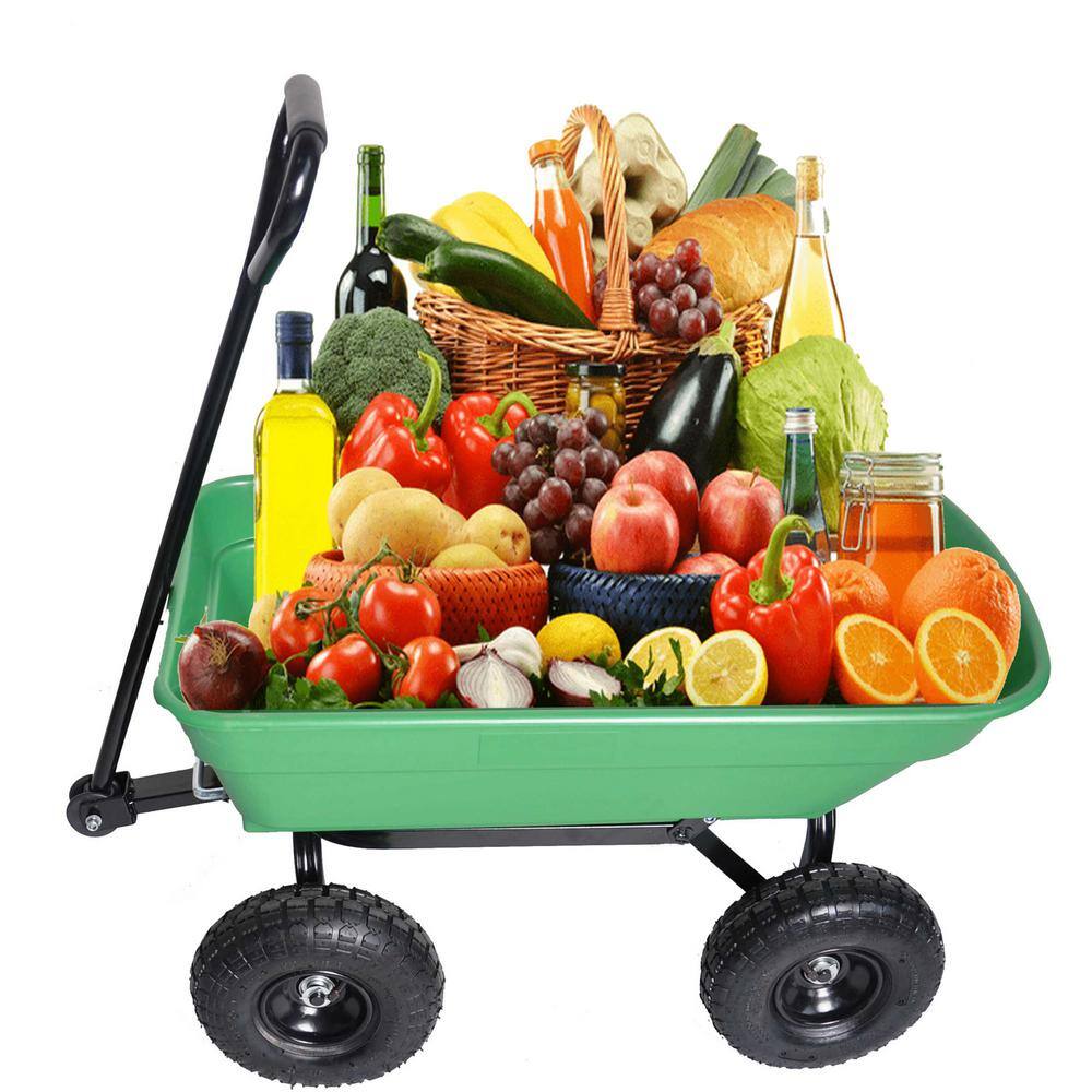 1.94 cu. ft. Steel Green Folding Poly Garden Cart Dump Truck - Hercitys