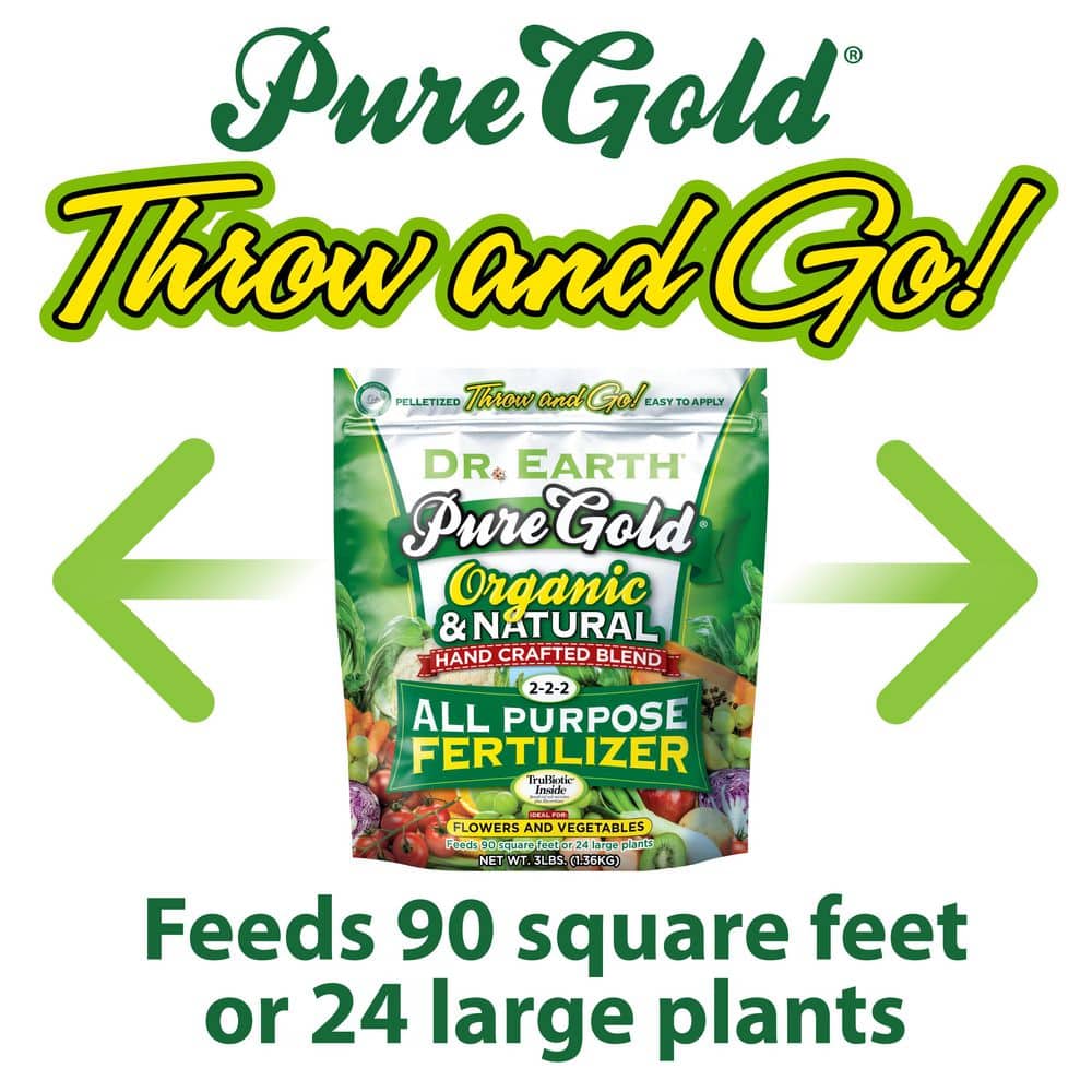 3 lbs. 45 sq. ft. Organic Pure Gold All Purpose Dry Plant Fertilizer Pelletized - Hercitys