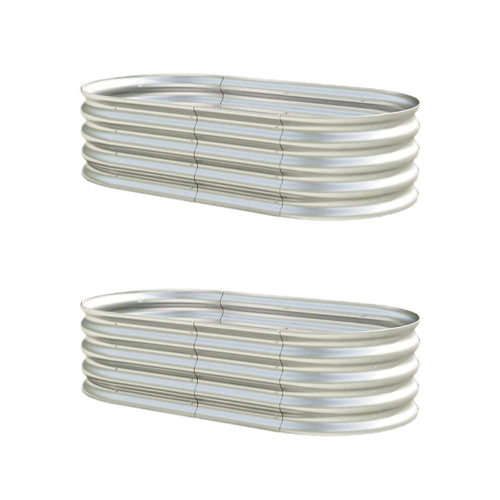 2 PCS 72 in. L x 36 in. W x 12 in. H Outdoor Rust Resistant Silver Galvanized Metal Raised Garden Bed - Hercitys