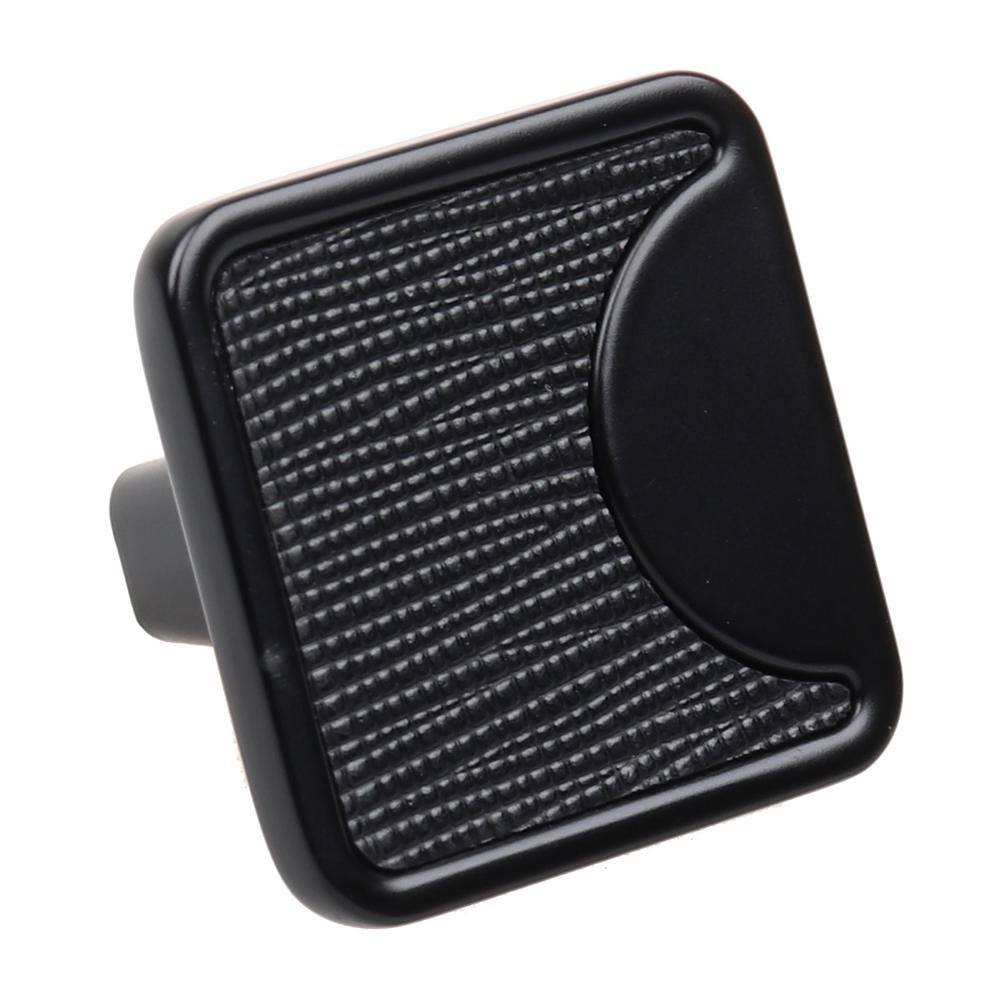 1-1/4 in. Square Matte Black Embossed Leather Drawer Knobs (10-Pack) - Hercitys