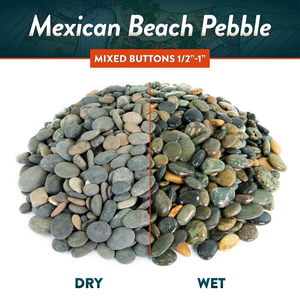 0.50 cu. ft. 1/2 in. to 1 in. Mixed Buttons Mexican Beach Pebble Smooth Round Rock for Garden and Landscape Design - Hercitys