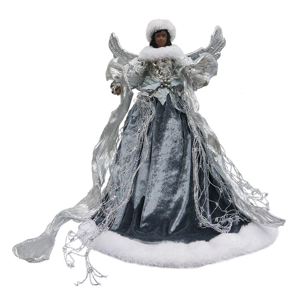 18 in. Ethnic Silver Angel Christmas Tree Topper - Hercitys