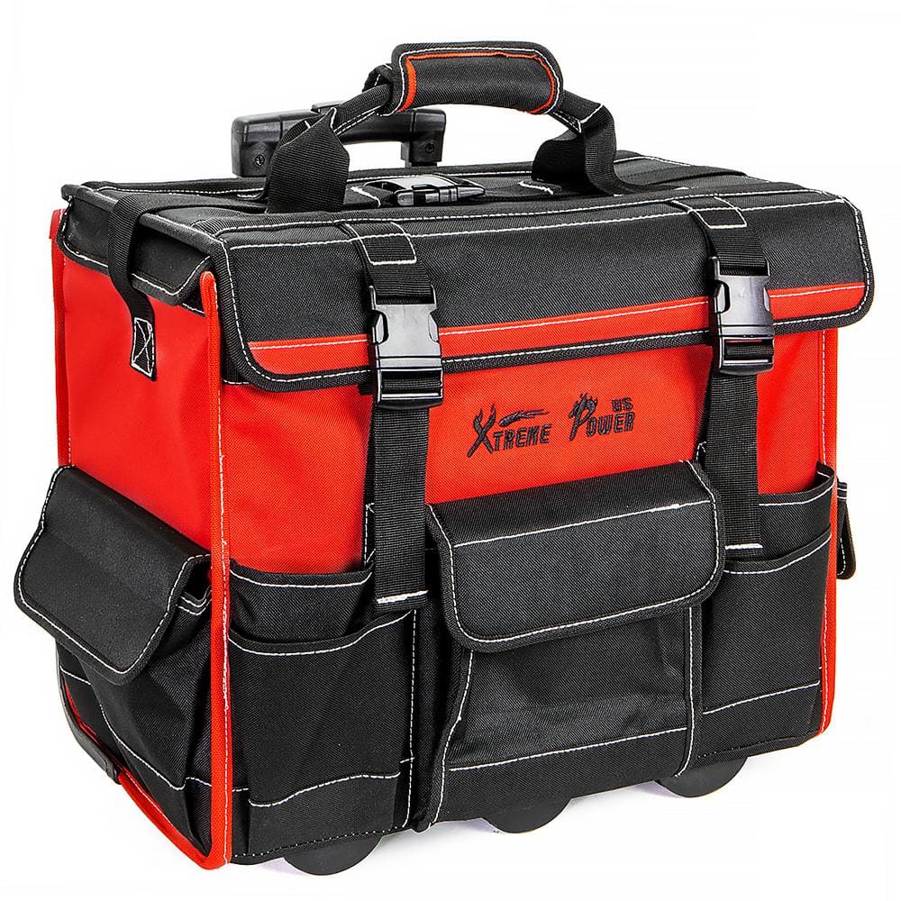 11 in. x 18 in. Jobsite Rolling Tote Tool Bag Storage Organizer Backpack - Hercitys