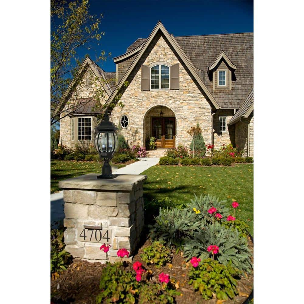 3-Light Outdoor Textured Black Post Lantern - Hercitys