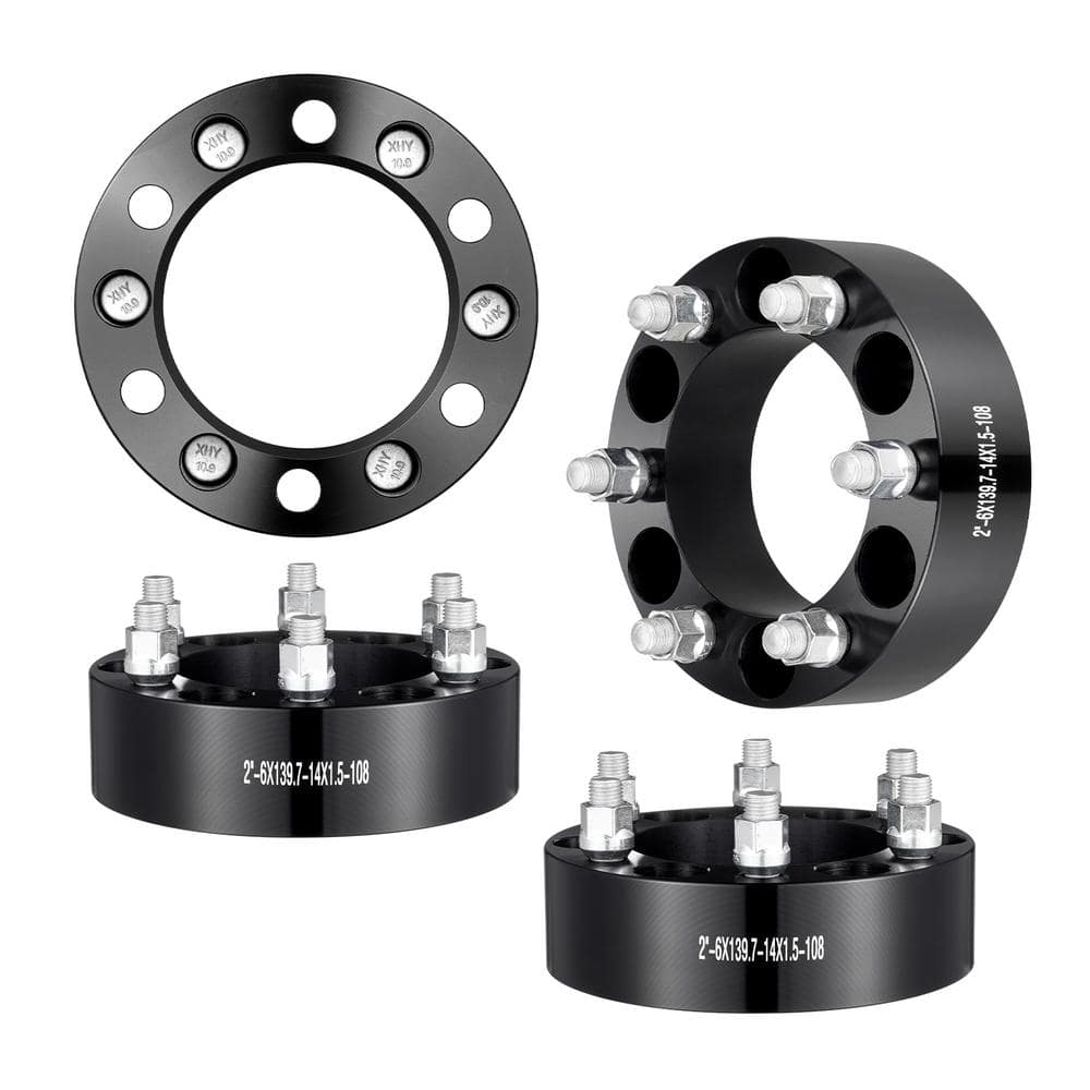 2 in. 6 in. x 5.5 in. Wheel Spacers Wheel Adapters 6 Lug Forged Spacer 4 pcs Black - Hercitys