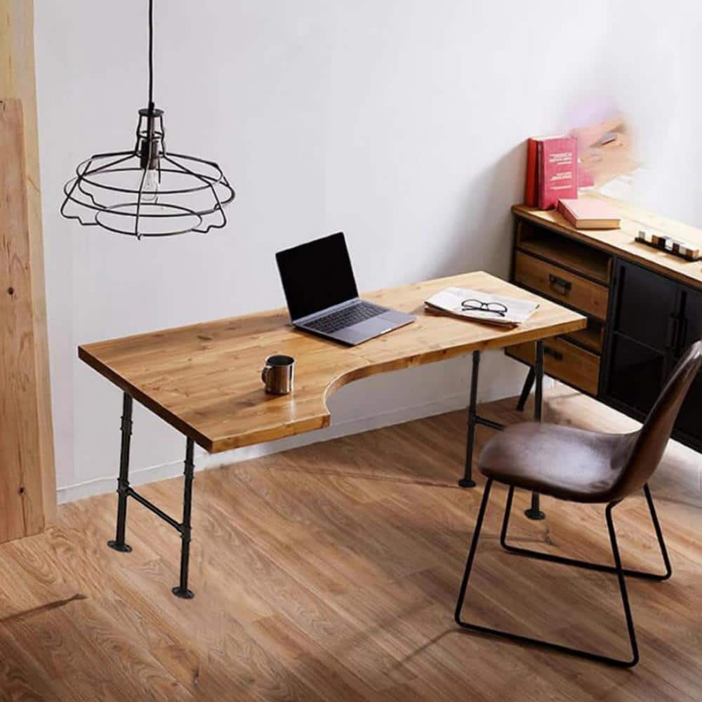 38 in. H x 14 in. W Black Industrial Pipe Counter Bar Height Metal Table Leg for Tables, Desks and Nightstand (2-Pack) - Hercitys