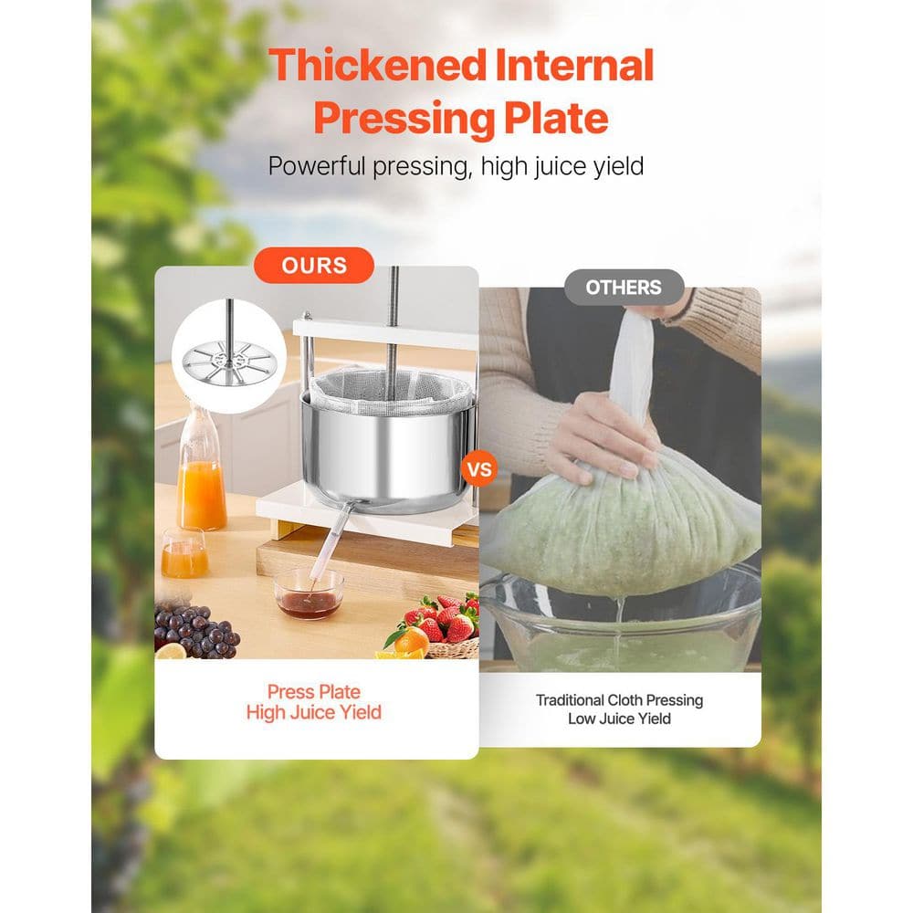 12L/3. 17Gal. Fruit Wine Press-2 Stainless Steel Barrels-Manual Juice Maker-Ideal for Cider, Apple, Grape, Tincture - Hercitys