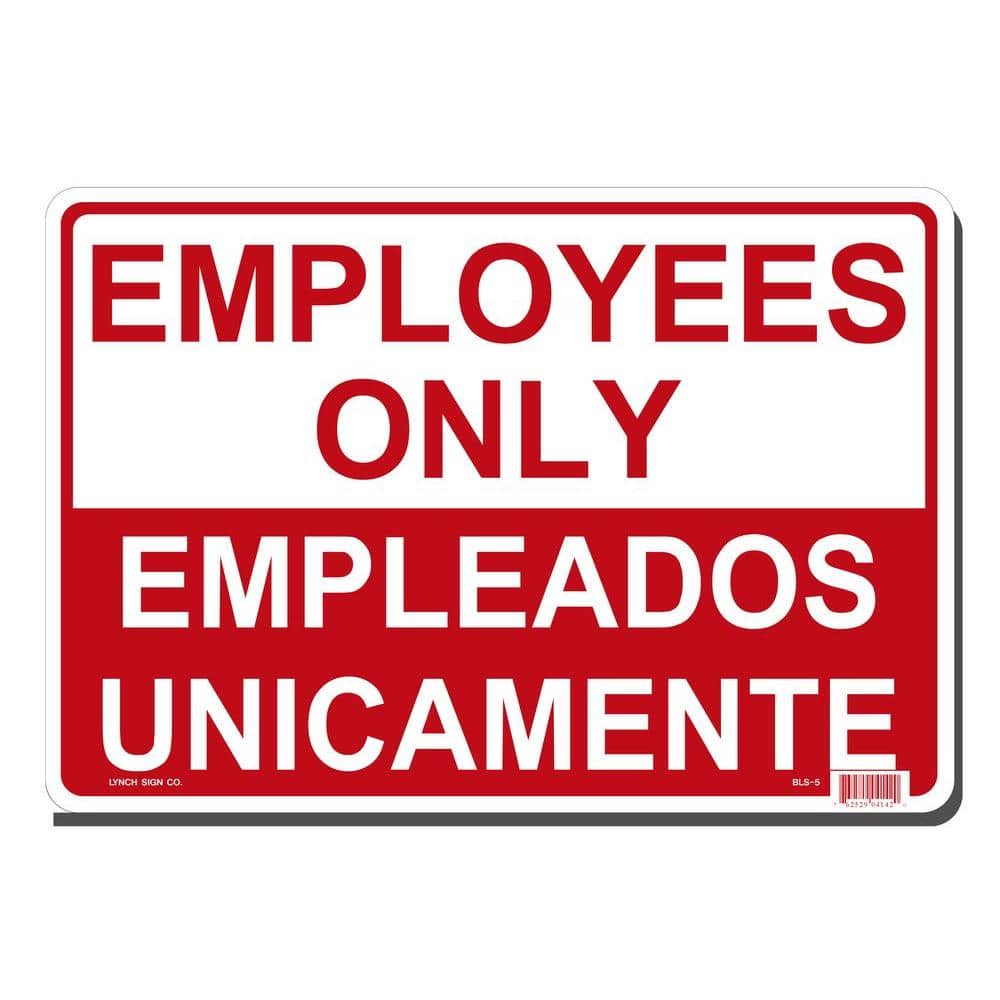 14 in. x 10 in. Employees Only Sign – Bilingual Printed on More Durable, Thicker, Longer Lasting Styrene Plastic - Hercitys