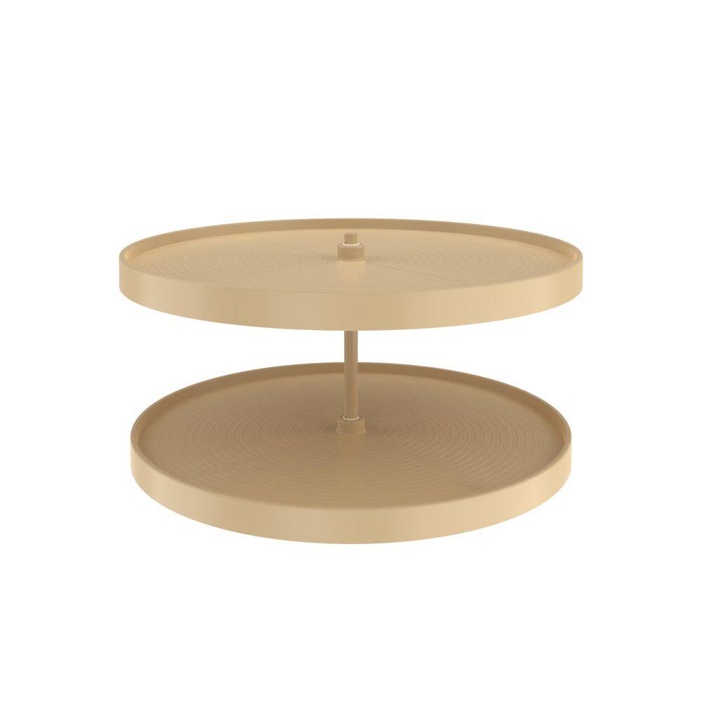 32 in. Almond Polymer Full Circle Lazy Susans 2-Shelf - Hercitys