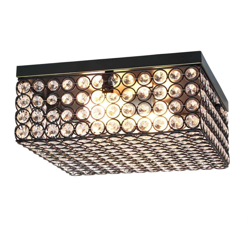 12 in. 2-Light Restoration Bronze Square Ceiling Flush Mount - Hercitys