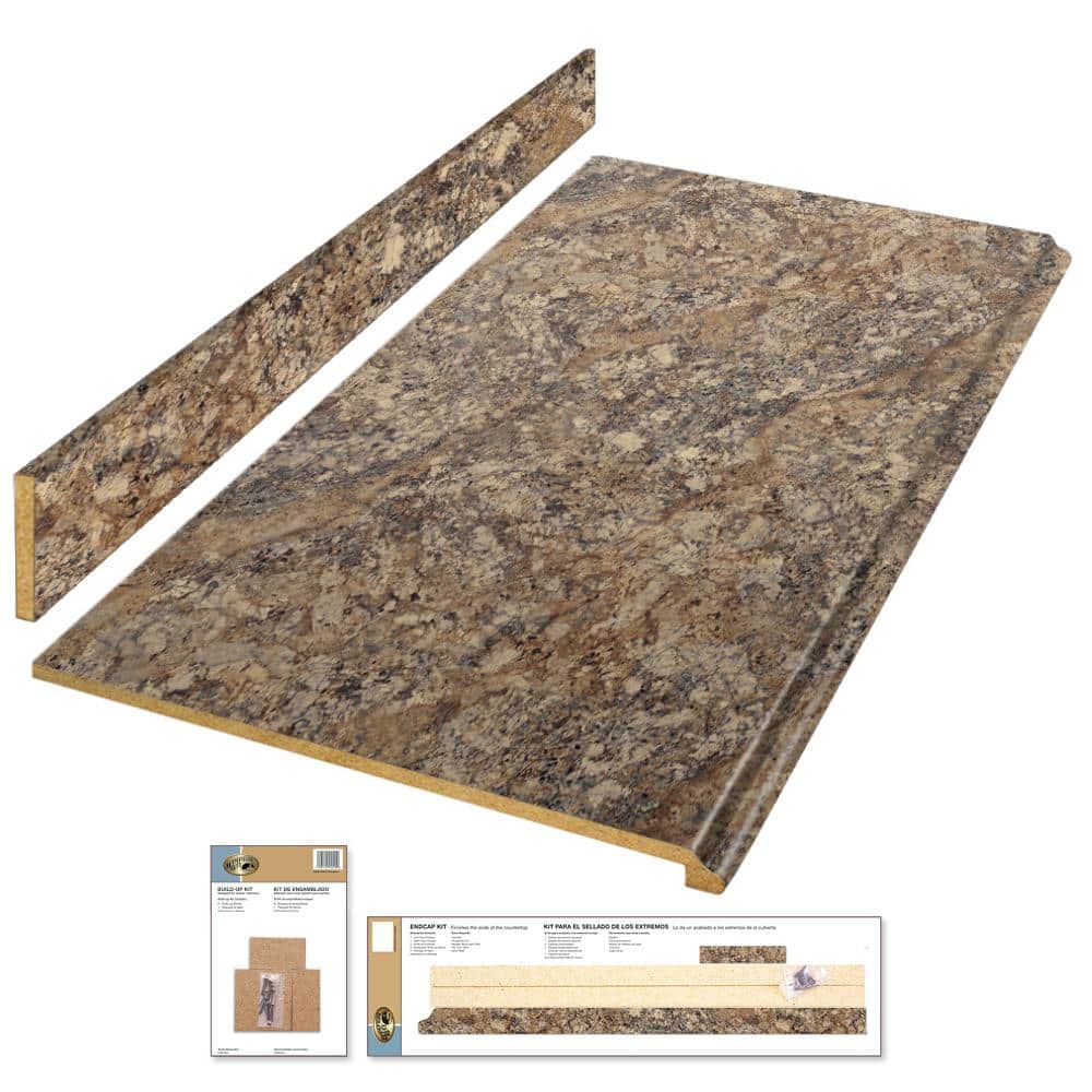 4 ft. Straight Laminate Countertop All-Inclusive Kit in Winter Carnival with Full Wrap Ogee Edge and Loose Backsplash - Hercitys