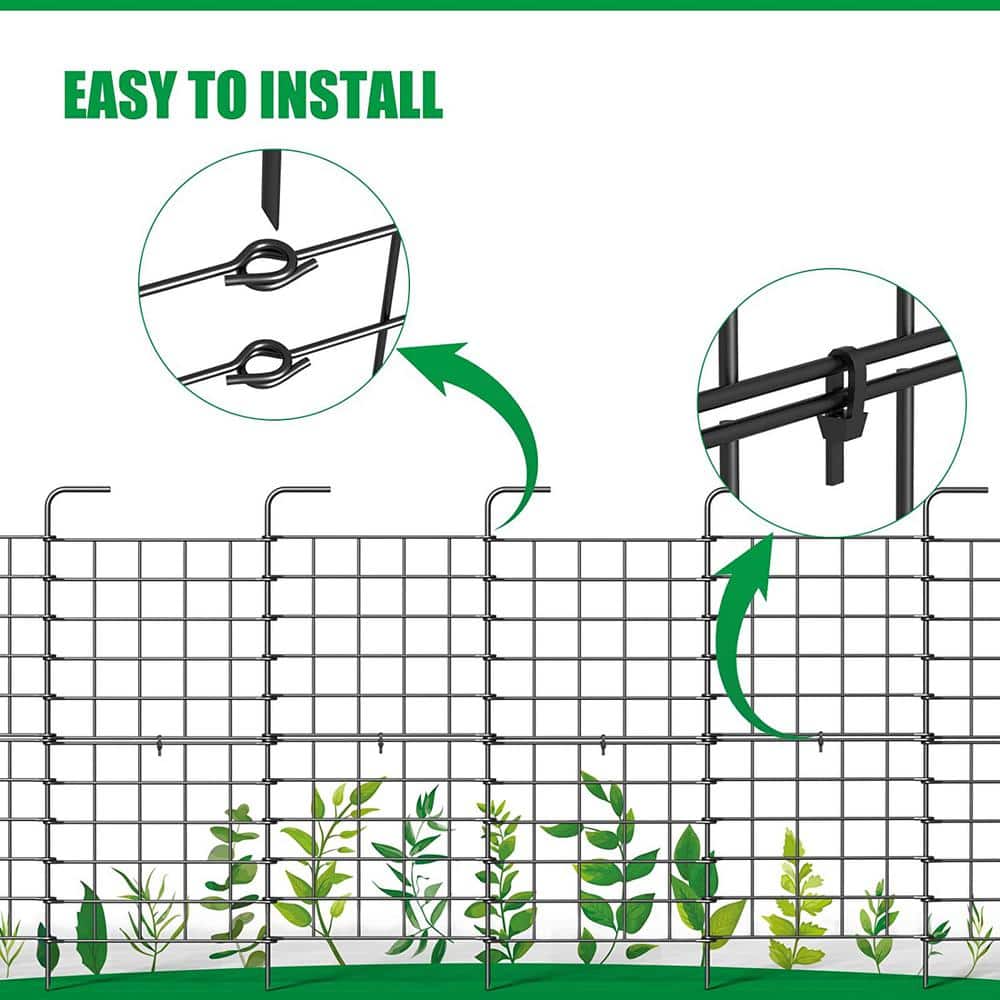 32-Piece (16-Panels) Garden Fence Outdoor Metal Rust Proof Landscape Fencing 12 in. (H) - Hercitys