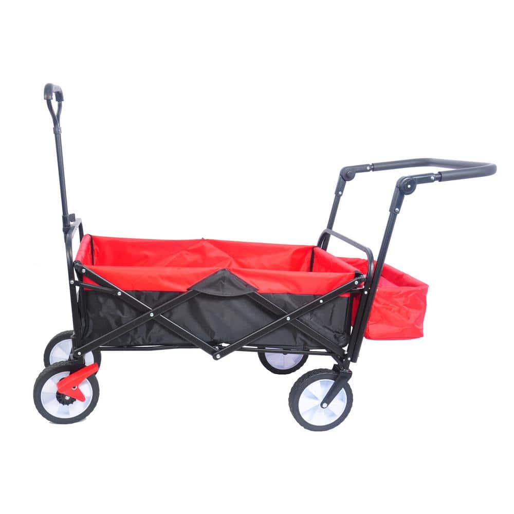 250 cu.ft. Steel Garden Cart, Folding Wagon Collapsible Outdoor Utility Wagon Garden Portable Cart Adjustable Handles - Hercitys