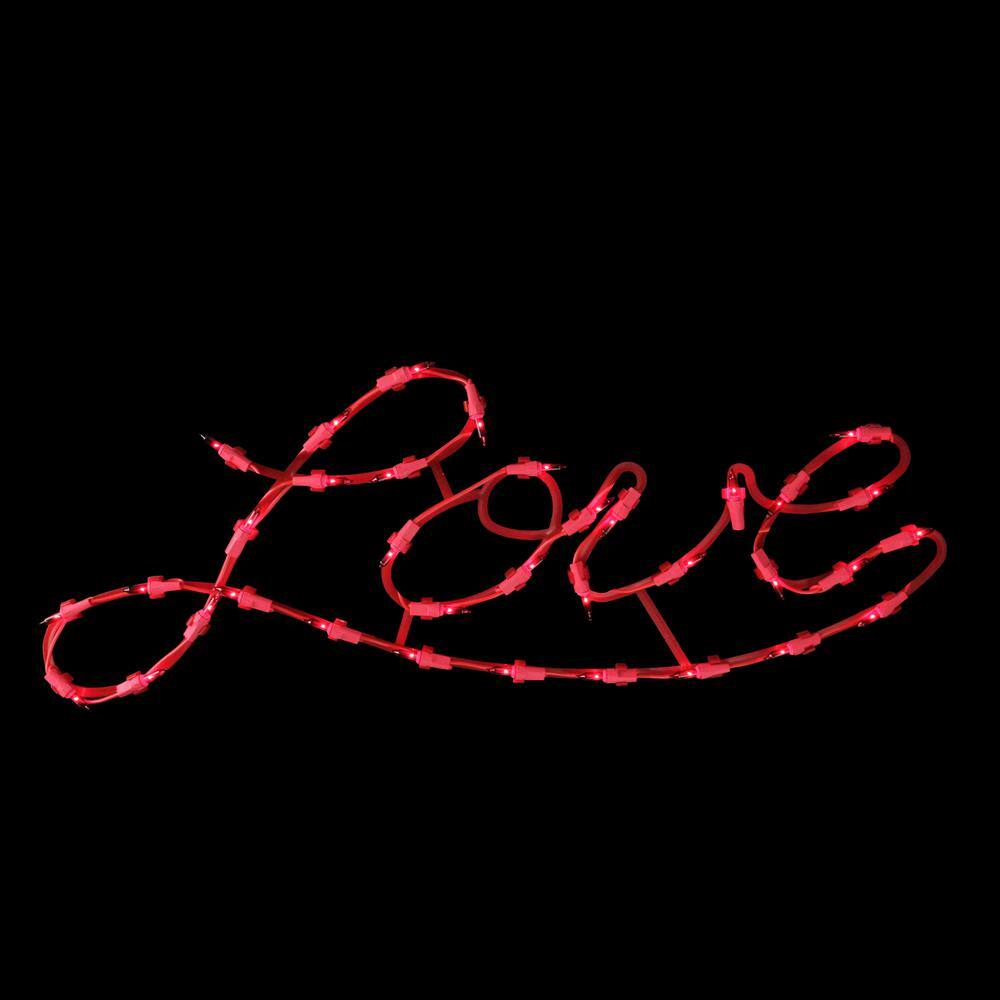 17 in. 35-Light Red Incandescent Lighted Love Script Valentine’s Day Window Silhouette - Hercitys