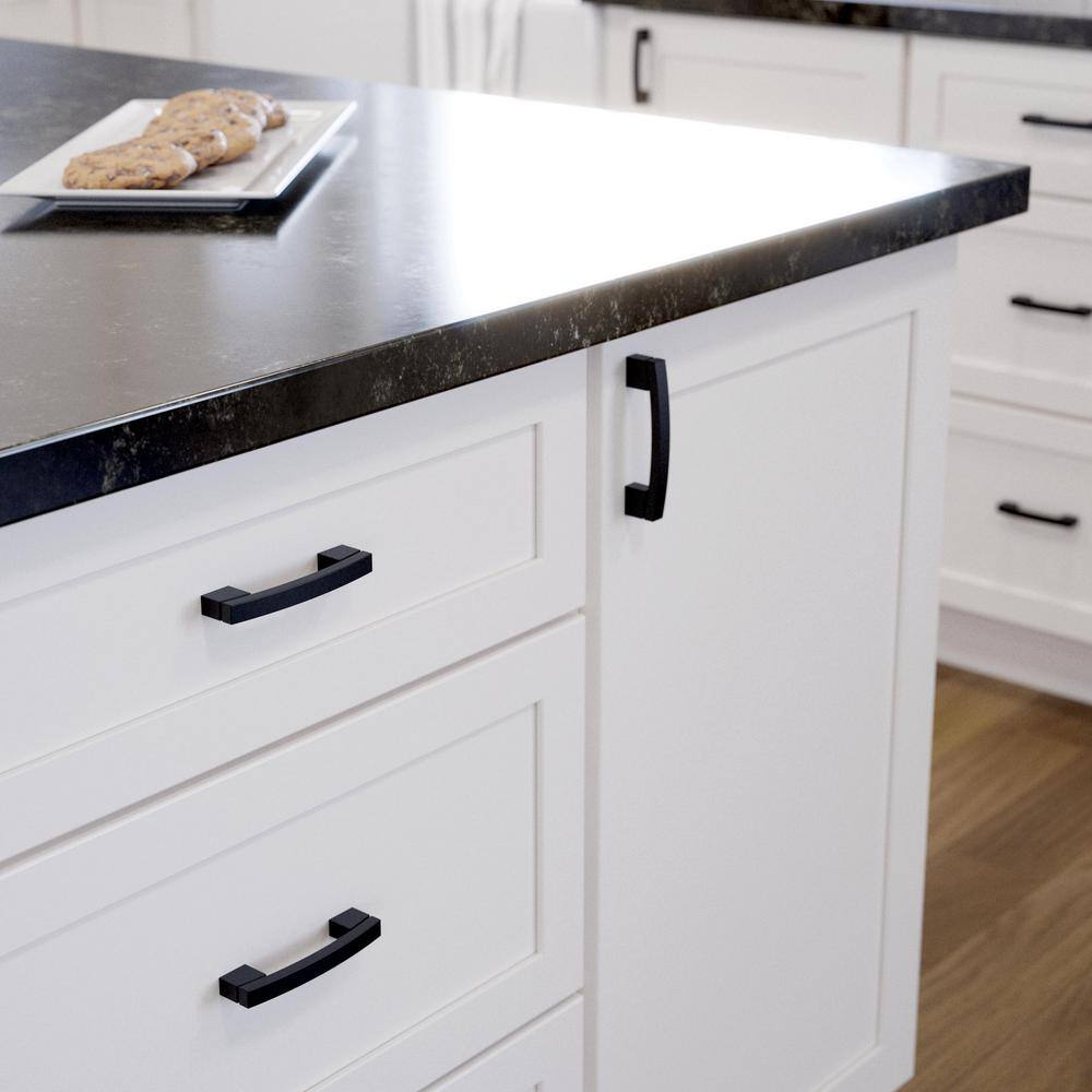 (10-Pack) Bold Arch Dual Mount 3 or 3-3/4 in. (76/96 mm) Modern Matte Black Arch Cabinet Handle Drawer Pulls - Hercitys
