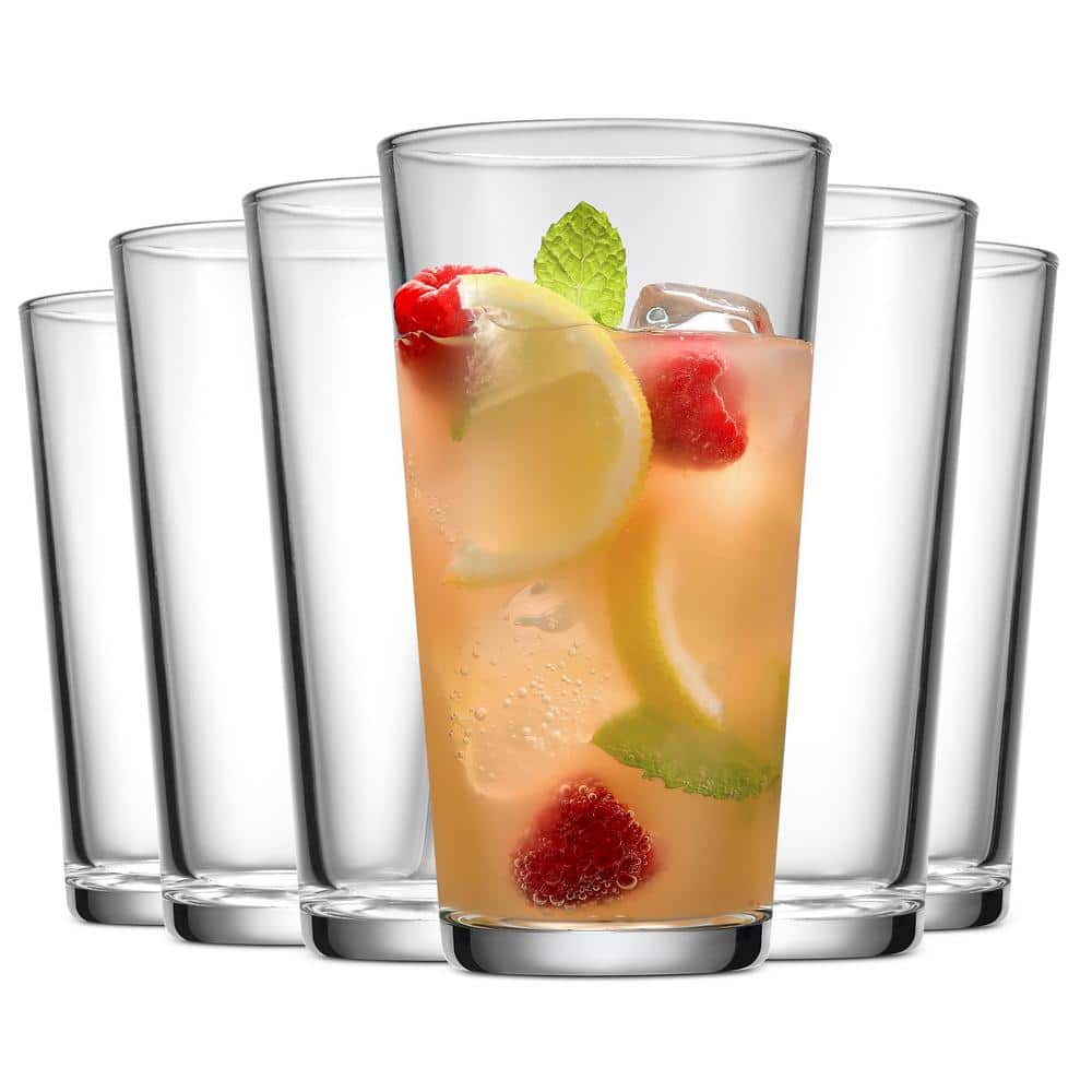 15.7 oz. Clear Glassware Set (Set of 6) Premium, Sleek, Collins For Bar and Restaurants, Dishwasher Safe - Hercitys