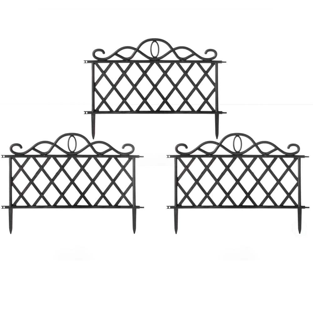 14 in. H Plastic Garden Edging Border Fence with Flower Bed Barrier (Set of 3) - Hercitys