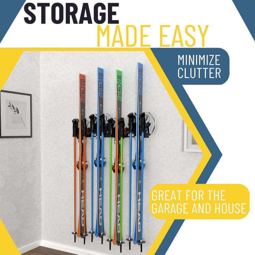 4- Skis Wall Mounted Storage Racks - Hercitys