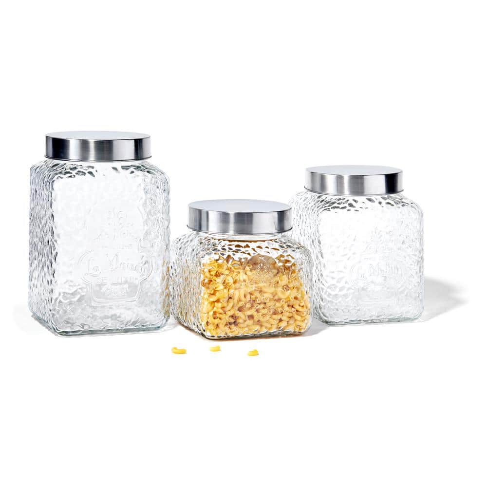 3-Piece Set La Maison Hammered Glass Canisters - Hercitys