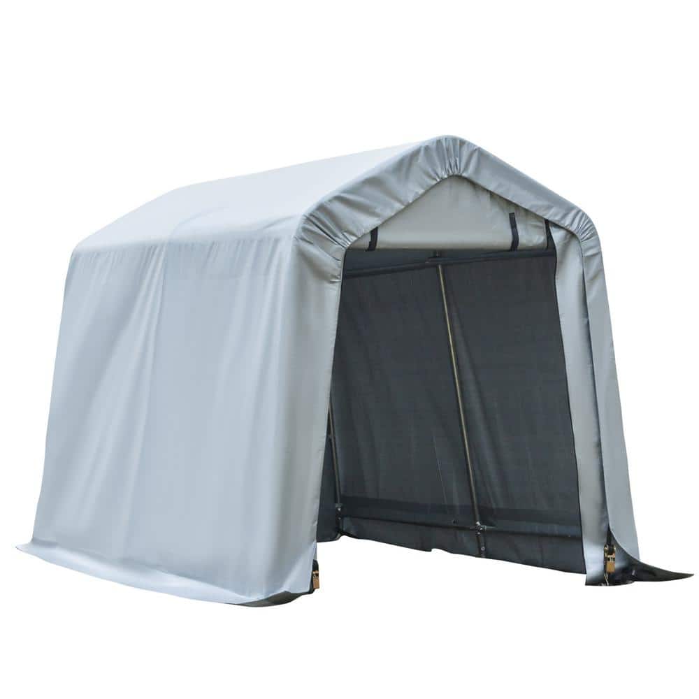 5.9 ft. x 7.9 ft. x 5.9 ft. Grey Polyethylene Portable Carport - Hercitys