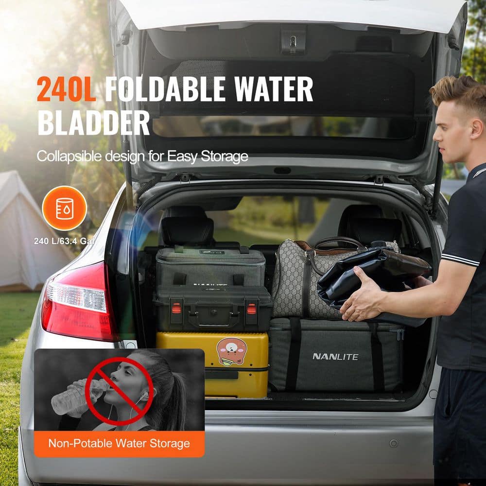 240L/63.4 gal. Water Storage Bladder, Portable RV Water Tank, 1000D PVC Collapsible Water Bag, Emergency Water Bladder - Hercitys