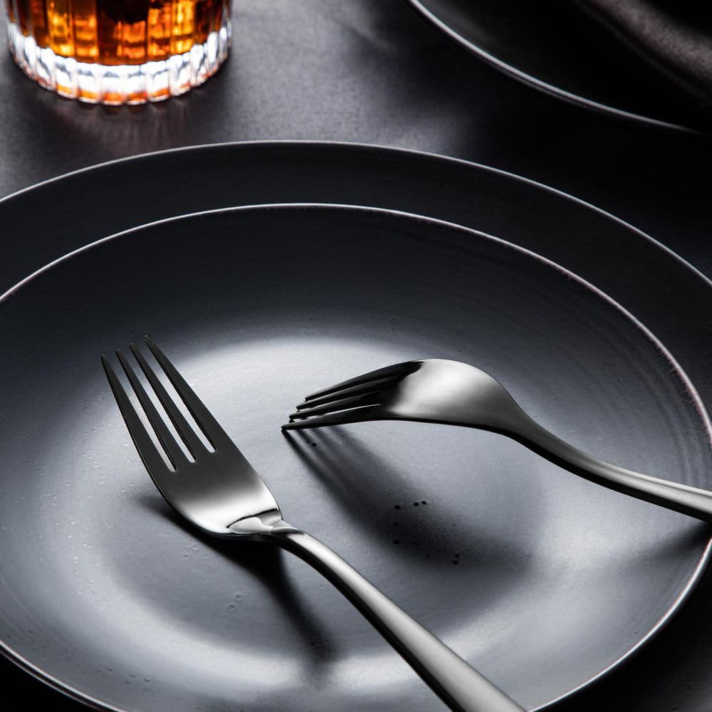 48-Piece Black Stainless Steel Flatware Set Silverware Set Serving Set Service for 12 - Hercitys