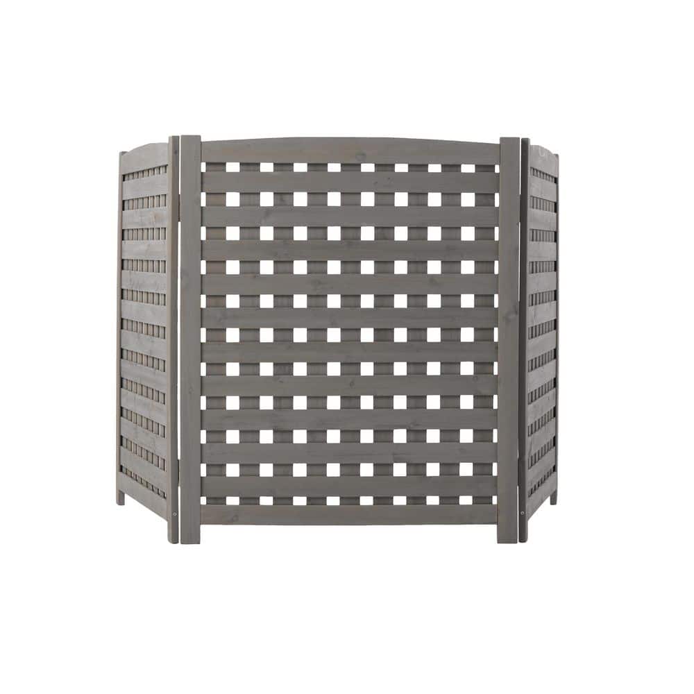 32 in. Grey Solid Wood Garden Fence-Stylish 3-Panel Privacy Screen for Enhanced Outdoor Aesthetics - Hercitys