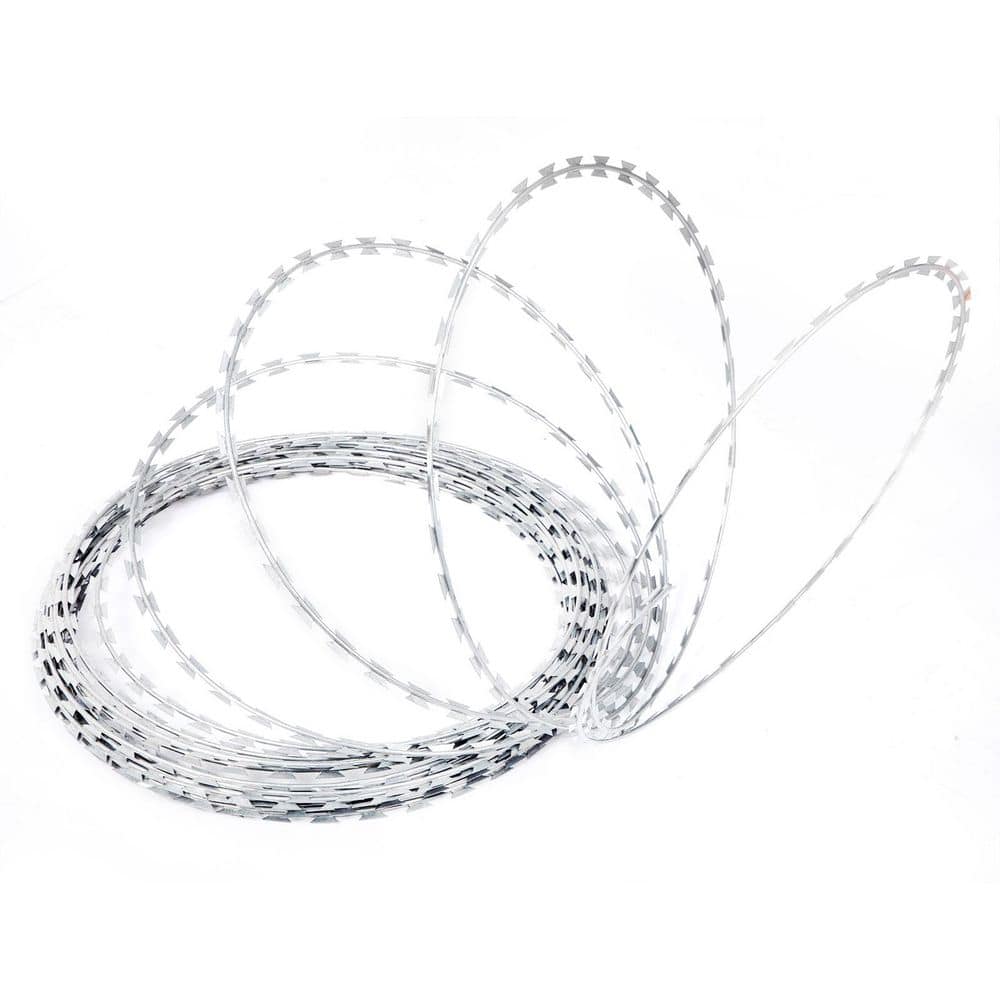 19 in. H Steel Garden Fence, 246 ft. 5 Coils 49 ft Razor Wire Fencing Razor Fence Non-Rusting Razor Ribbon Barbed - Hercitys