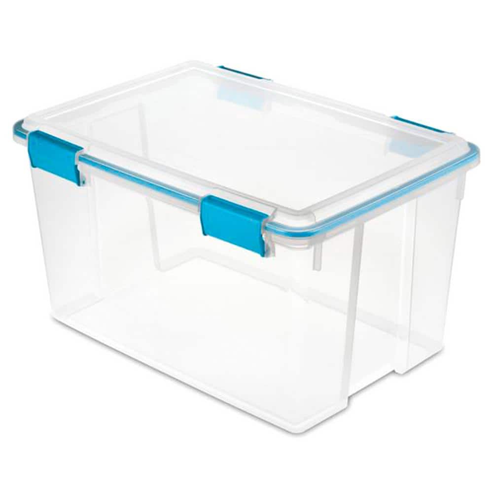 54 Qt. Plastic Stackable Storage Bin with Gasket Latch Lid, Clear (4-Pack) - Hercitys